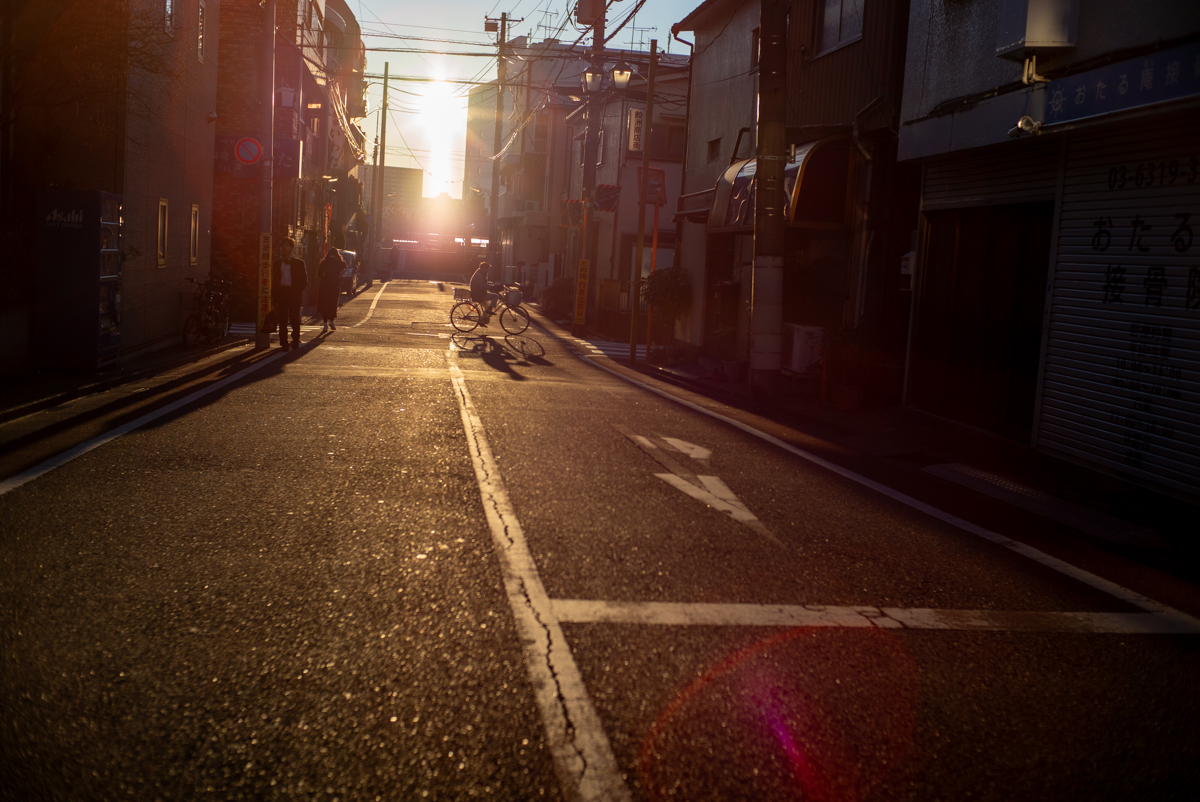 夜明けと自転車